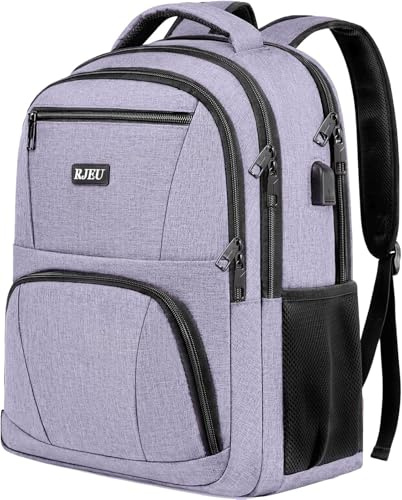 Backpack Womens, 15.6 Inch School Bags for Women Waterproof Computer Rucksack with USB Port for Travel Business College Work, Purple