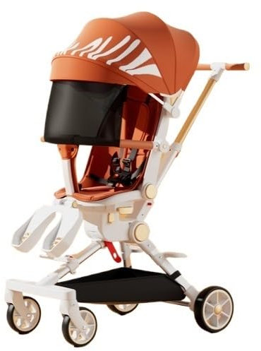 KCHYCV Leichter, Faltbarer Kinderwagen, tragbares Sommerauto, Quad-Bike mit Sonnenschirm, auf Reisen (Color : Fashion Orange)
