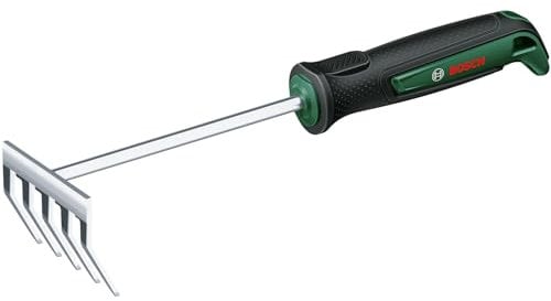 Bosch rastrello manuale da giardino (per diserbare, rimuovere scarti del giardino; robusto; acciaio inox; Softgrip; ergonomico)