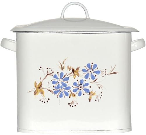 Bread Container Breadbox For Kitchen European Minimalist Style Painted Flowers Bread Bin, Square Enamel Process Snack Storage Box, Desktop Art Deco (Color : White, Size : 2.2L)