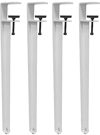 LRYELWA 4X Pieds de Serrage de Table en Métal,Pieds de Meubles Réglables en Forme de F,Pieds de Table À Clipser en Fer,pour Table À Manger,Bureau,Table Basse,Conception sans Perforation (71cm,White)