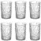 TRESV Set 6 vasos de cristal agua de 240 ml, Vasos Transparentes de Agua y Bebida, Vidrio con patrón rugoso tipo árbol, Aptos para Lavavajillas