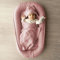 PaLulli Babynest aus 100% Musselin Baumwolle Premium Kuschelnest Babynestchen 100x60cm Klettverschluss-Klappe Nestchen Wickelauflage Kuschelbett Kokon für Babybett Babys & Säuglinge (schmutziges Rosa)