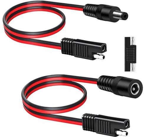 RUNCCI-YUN 14AWG Fiche SAE vers Connecteurs DC 5,5 x 2,1mm,SAE vers DC Connecteur d'alimentation,12V SAE Connecteurs Câble DC pour Panneaux solaires et la Batterie de Voiture RV, etc (60cm/1Paire)