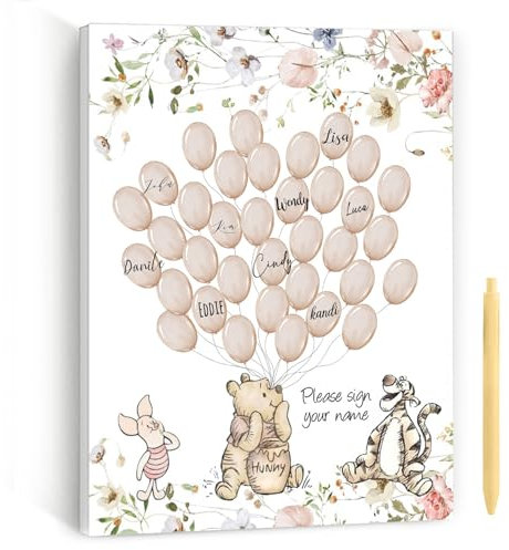 Winnie Babyparty-Dekorationen, Babyparty-Spiele, Tischschild, Tafelaufsatz, Baby-Shwoer, Party-Dekoration, Babyparty-Spiele, Pooh, Geburtstagszubehör, Party-Dekorationen, Gästebuch