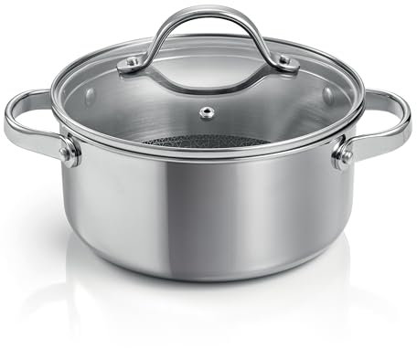 Tescoma 780570 Casseruola antiaderente con coperchio ø 18 cm, capacità 2 litri, linea SteelCRAFT