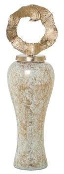 Jarron de Cristal con Tapa Fija de Aluminio Dorado 23x23x79 cm