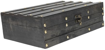 1pc Home Decoration Vintage Decor Desk Top Decor Pirate Jewelry Table Top Decor Storage Container Wood Treasure Chest Retro Style Case Desktop Plywood Wooden Box/662