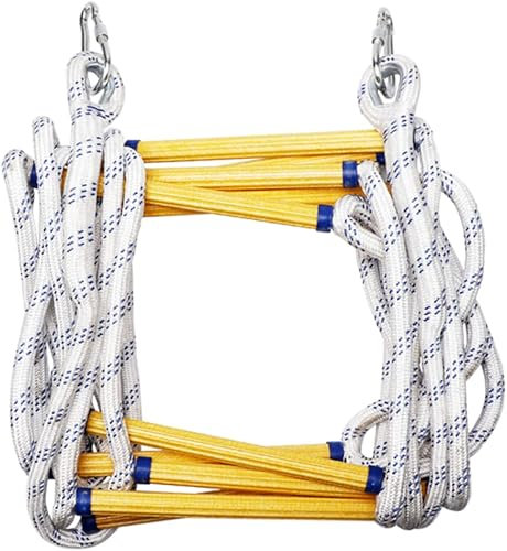 RajoNN Tragbare Strickleiter, Feuerleiter, Evakuierungsleiter mit Haken, Kletterleiter für drinnen und draußen, Seildurchmesser: 18 mm, 8 m (Größe: 10 m)