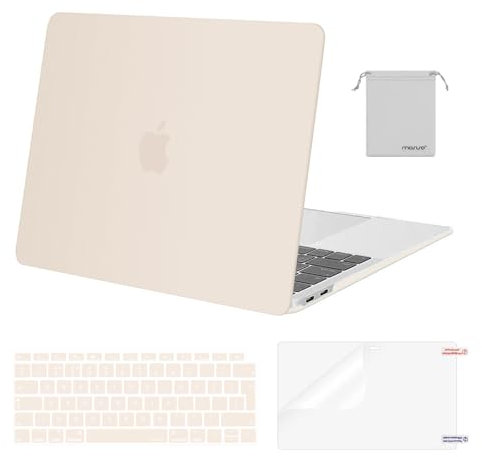 MOSISO Hülle Case Kompatibel mit MacBook Air 13 Zoll 2022 2021 2020 2019 2018 A2337 M1 A2179 A1932,Schutzhülle Cover&Tastaturschutz&Displayschutz&Aufbewahrungstasche,Beige