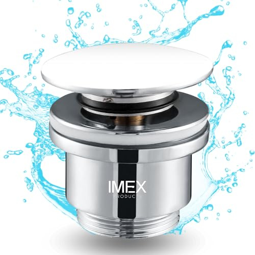 IMEX Universal-Waschbecken-Ventil, Klick-Klack-Ventil für Waschbecken, Ablaufventil, Weiß glänzend