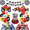 Rennauto Geburtstag Deko Ballons für Jungen - 38 Stück Rennwagen Luftballon Dekorations mit Happy Birthday Banner, Schwarz Weiß Karierte Auto Motorrad Luftballons für Kindergeburtstag