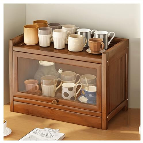 Panera de madera con puerta de cristal de gran capacidad para encimera de cocina, armario de almacenamiento para organización de granja