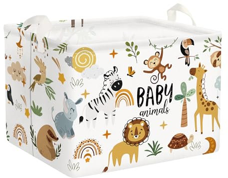Clastyle Panier Rangement Bébé Animaux Boho Corbeilles à Linge Sale Garçons Filles pour Vêtements Boite de Rangement Jouets pour Salle de Bain Chambre à Coucher, Marron, 40 * 30 * 30 cm