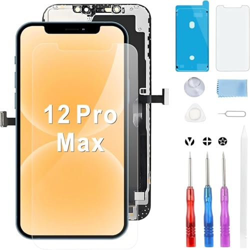 Moautodc Display für iPhone 12 Pro Max Bildschirm 6.7 LCD Bildschirm FHD 3D Touchscreen Digitizer Rahmen Montage und Reparaturkits, LCD Bildschirm für iPhone 12 Pro Max