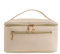 Trousse de toilette de voyage - Sac de voyage cosmétique en cuir PU, trousse de toilette imperméable, trousse de soins de la peau avec poignée, organisateur de maquillage pour femmes et filles, beige