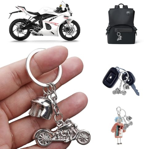 FENQURO Motorrad Schlüsselanhänger mit Schutzengel, Geschenk Engel Schlüsselanhänger für Motorradfahrer, Geschenke Motorrad Schlüsselanhänger Glücksbringer Fahr vorsichtig