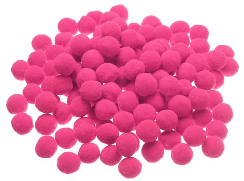 PATIKIL 150 piezas Pompones de 1 pulgada/2.5 cm pequeñas bolas color fucsia | de Pompones esponjosos, decoraciones de bricolaje, suministros para manualidades, para manualidades