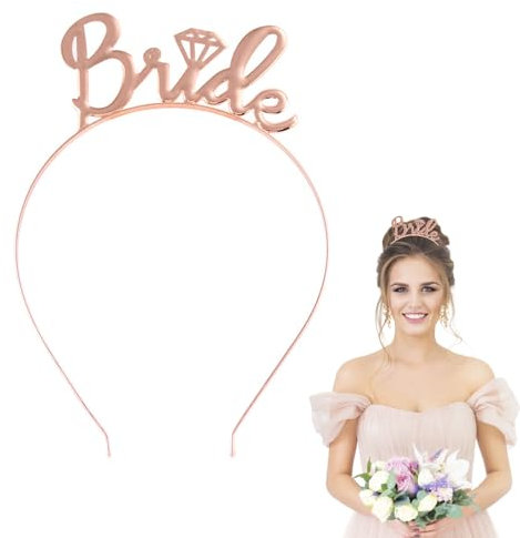 LunarCharm JGA Haarreif Frauen Rosegold Metall Braut Haarreif Bride Haarschmuck Braut Accessoires für Bachelorette Party Hen Party Junggesellinnenabschied Frauen