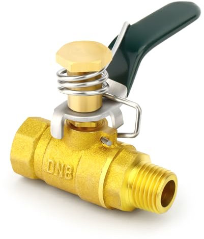 ERGAOBOY 1 Stück 1/4 BSP Weiblich X 1/4 BSP Männlich Messing Kugelhahn mit grünem Federgriff für Wasser, Öl, Gas Anwendung