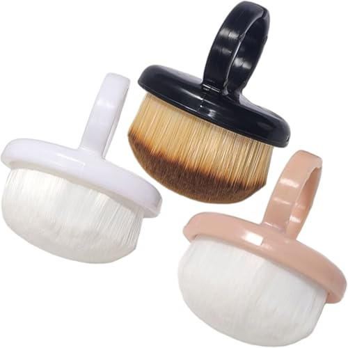 3Pcs Nail Brush for Cleaning Fingernails 3 Color Round Head Nail Dust Brush on Finger with Fiber Bristle for Manicure, Pedicure