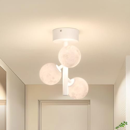 Kuwork Deckenlampe LED Flur: Deckenleuchte Kugel 3-Flammig, Flurlampe Decke für Stilvolle Beleuchtung in Wohnräumen für Eingangshalle Treppe Balkon Gang, 4000K
