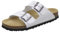 AFS-Schuhe 2100, Sommer Pantoletten Damen Leder Sandalen mit Fußbett, flach Hausschuhe (39 EU, Silber Lack)