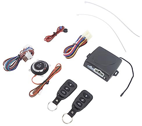 TKSE Car Alarm System with Remote Start,DC12V Keyless Entry Car Alarm System with Remote Engine Starter and Push to Start Iginition Button (Without Bluetooth)