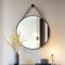 Artloge Miroir Mural Ronde Noir avec Sangle: 70cm Grand Miroir Suspendu Minimaliste Décoratif pour Salon Salle de Bain Entrée, Miroir Coiffeuse HD avec Cadre en Aluminium Antirouille