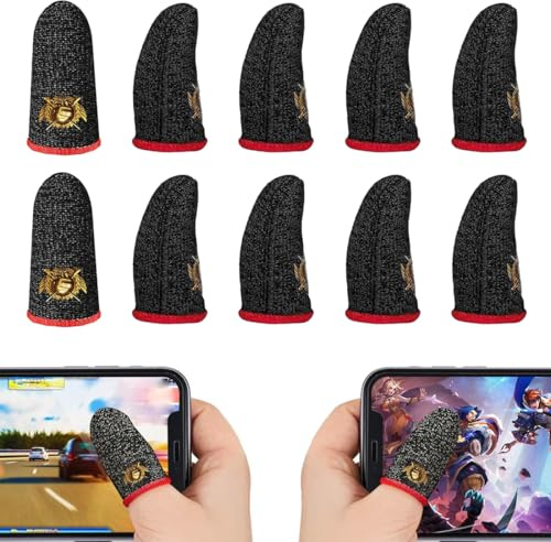 KUMSODE 10 Stück Gaming Finger Sleeves, Finger Sleeve Handschuhe, Perfekter Touchscreen Glide, Finger Handschuhe Geeignet für Pubg Finger - Gaming Gadgets Sachen Zubehör