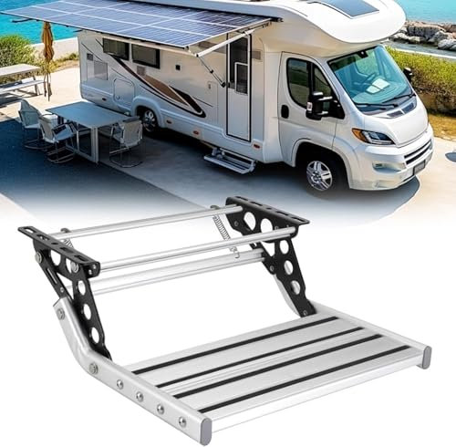 NIKSHI Trittstufe für wohnmobil，Trittstufe Wohnwagen Wohnwagen Trittstufe, Zusammenklappbare Manuelle Wohnmobil-Stufen, rutschfest RV Klappstufen, für Wohnmobil Caravan,Single Layer
