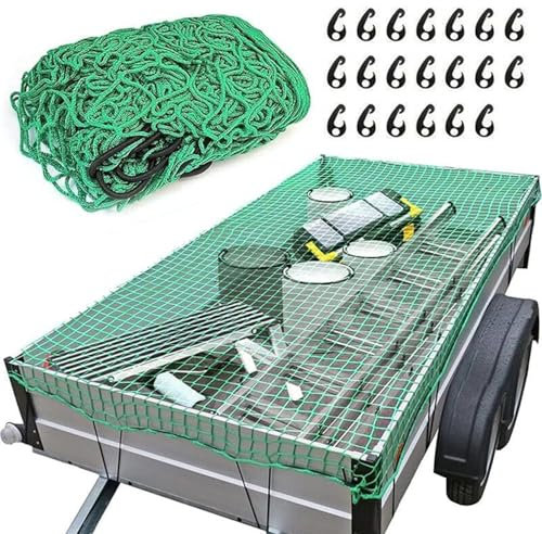 Yulun0328 Safety Net Cargo Net Heavy Duty Netting for Pickup Trucks,Truck Cargo Netting And Roof Rack Cargo Net Trailer Luggage Net Heavy Duty Tie-Down Mesh (3mx4m with 15 PCS Hook)