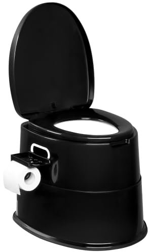 Bonnlo Campingtoilette Tragbare Reisetoilette, Abnehmbarer Inneneimer Mobile Toilette Mit Sitz, Deckel und Toilettenpapier-Halter, für Camping (Schwarz)
