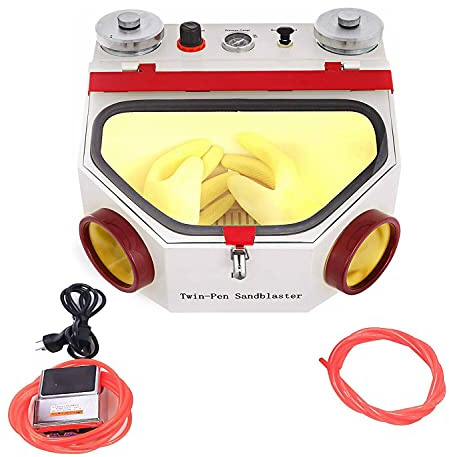ZHJOPP Máquina de Chorro de Arena Fina de Doble Pluma, Máquina de Chorro de Arena de Laboratorio Dental,Máquina de Chorro de Arena de Ventana de Gran Campo de visión,Equipo Profesional