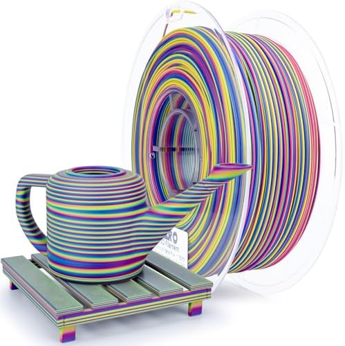 ZIRO Matte Streifen Mehrfarbiges PLA Filament 1.75mm, Matt Regenbogen PLA | 1KG Schneller Farbwechsel Matte PLA Streifen Serie, Multicolor Gradient 3D-Drucker Filament, Spektrum Streifen