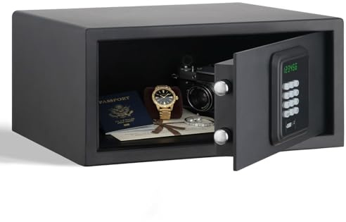 ISLANDSAFE Hotel Safe 1.1 Cubic Feet Home Safe with Digital Keypad,Hotel & Home Dual-Use Safe with Audit Function,Administrator Password,Security Lock Box for Laptop,Jewelry,Watch (Black,Digital Code)