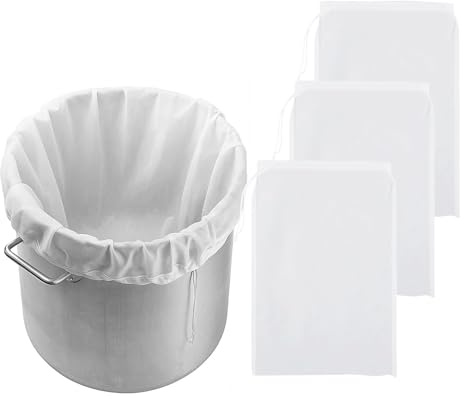 Zyluniy 3 Pezzi Sacchetto Filtro, 45 x 60cm Sacchetto Filtro per Straining, Micron Fine Mesh Filter Bags, Sacchetti Filtranti in Nylon per Birra Vino,caffè,Yogurt (100 Mesh)