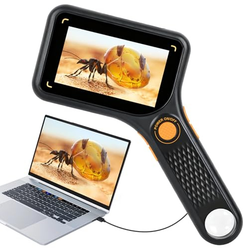 500x Mikroskop für Erwachsene Kinder, 3,0 IPS Bildschirm Digitale Taschenmikroskop, Handheld-Lupe mit 8 LED, USB-Anschluss für PC/tragbares Mini Magnifying Glass für Windows/MacOS - Schwarz