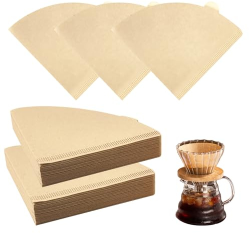 150 Pcs Unbleached Disposable Coffee Filters, Size 02 V-Shaped Drip Filter Papers for 1-4 Cups Coffee Dripper & Machines