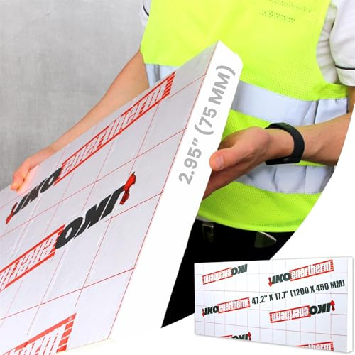 5X PIR Insulation Boards 1200 x 450 x 75 mm; 47.2 x 17.7 x 2.95 in, Panel Set Covers 2.7 m² (29 ft²), Rigid Thermal Panel with Aluminum Foil on Both Sides for Walls, Roofs, Floors and Sheds