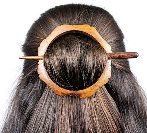 Épingles à châle en bois poli de première qualité | Barrettes et pince à cheveux | Accessoires de soins personnels et de beauté | Nagina International (hexagone de teck)