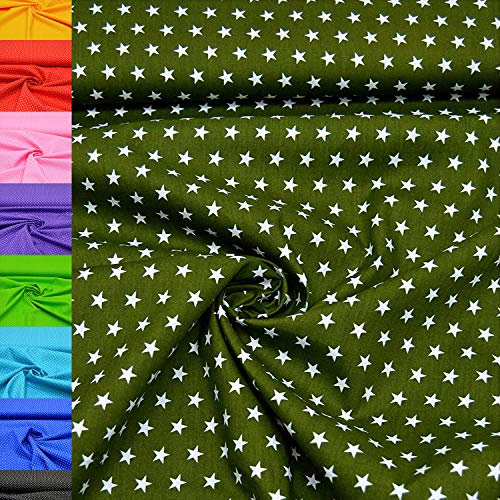MAGAM-Stoffe Amelie Sterne Baumwollstoff Oeko-Tex Meterware 50cm (08. Dunkelgrün)