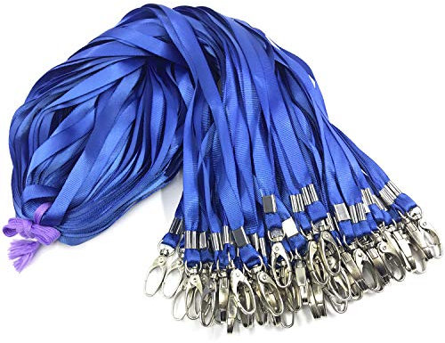 Antspirit 50 Stück blaue Lanyard Clip 32-Zoll flache Lanyard mit Abzeichen Clip Neck Lanyards für Schlüsselanhänger, ID-Karten/Abzeichen