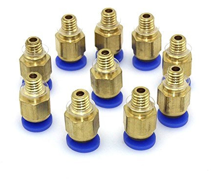 DollaTek 10 Pcs PC4-M6 Straight Fitting 4mm Gewinde M6-Anschluss für 3D-Drucker