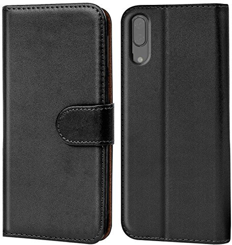 Verco Handyhülle für Huawei P20 Hülle, Hülle für Huawei P20 Tasche PU Leder Flip Case Brieftasche - Schwarz