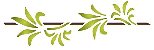 Palm Leaf Schablone, wiederverwendbar, Art Deco Bordüre Vintage Blätter Wand – Vorlage, auf Papier Projekte Scrapbook Tagebuch Wände Böden Stoff Möbel Glas Holz etc. Größe S