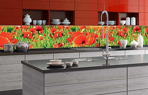 Dimex Küchenrückwand Folie selbstklebend ROTE Mohnblumen | Klebefolie - Dekofolie - Spritzschutz für Küche | Made in EU - 350 cm x 60 cm