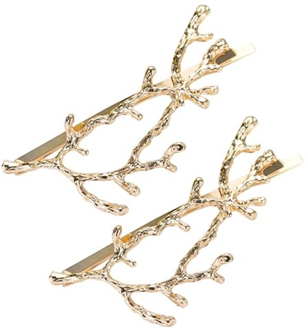 2 stücke Vintage Geweih Haarnadel Zweig Haarspange Haarspange Haarschmuck für Frauen Mädchen (Gold)