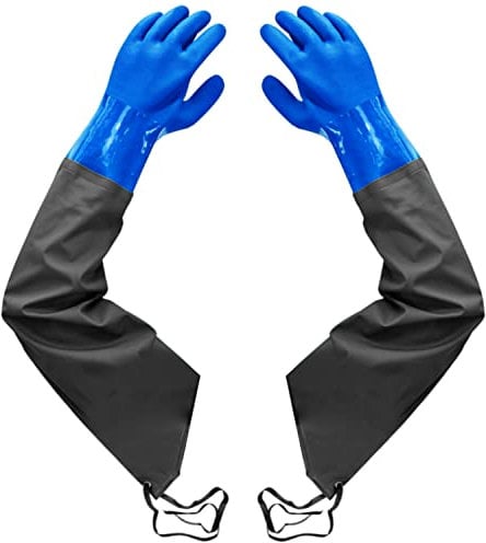 Long Rubber Gloves, Elbow Length Drain Gloves, Heavy Duty Pond Gloves, Chemical Protective Gloves for Resist Strong Acid, Alkali and Oil