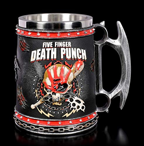 Five Finger Death Punch Bier-Krug - 5FDP | Bier-Humpen, Deko-Artikel, mit Edelstahl-Einsatz, inkl. Geschenk-Box, H 14 cm